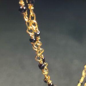 Gold Necklace with black beads - NEW